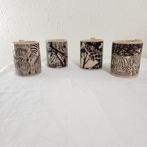 4 Royal Crown Arna Korea Ceramic  Cheetah Zebra Giraffe Tiger Vintage